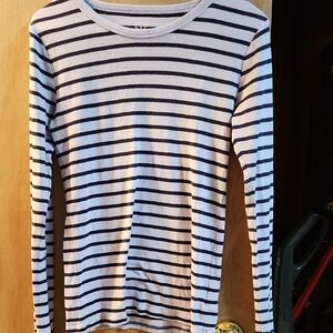 GAP Navy and White Striped Long Sleeve Tee